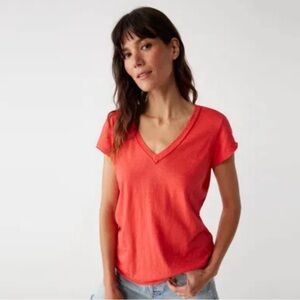 Michael Stars Vivid Red V-Neck Tee